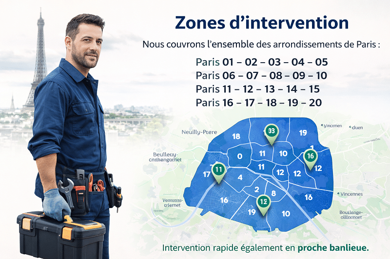 Zone d'intervention de Plombier Paris banlieue