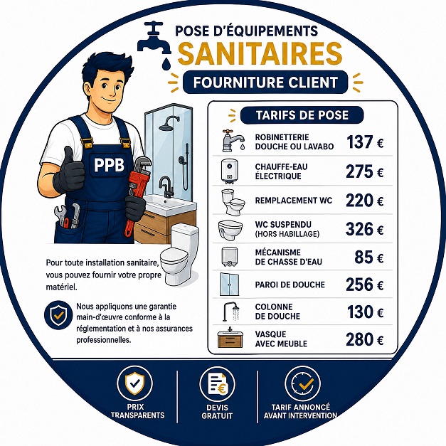 Pose d'équipements sanitaires