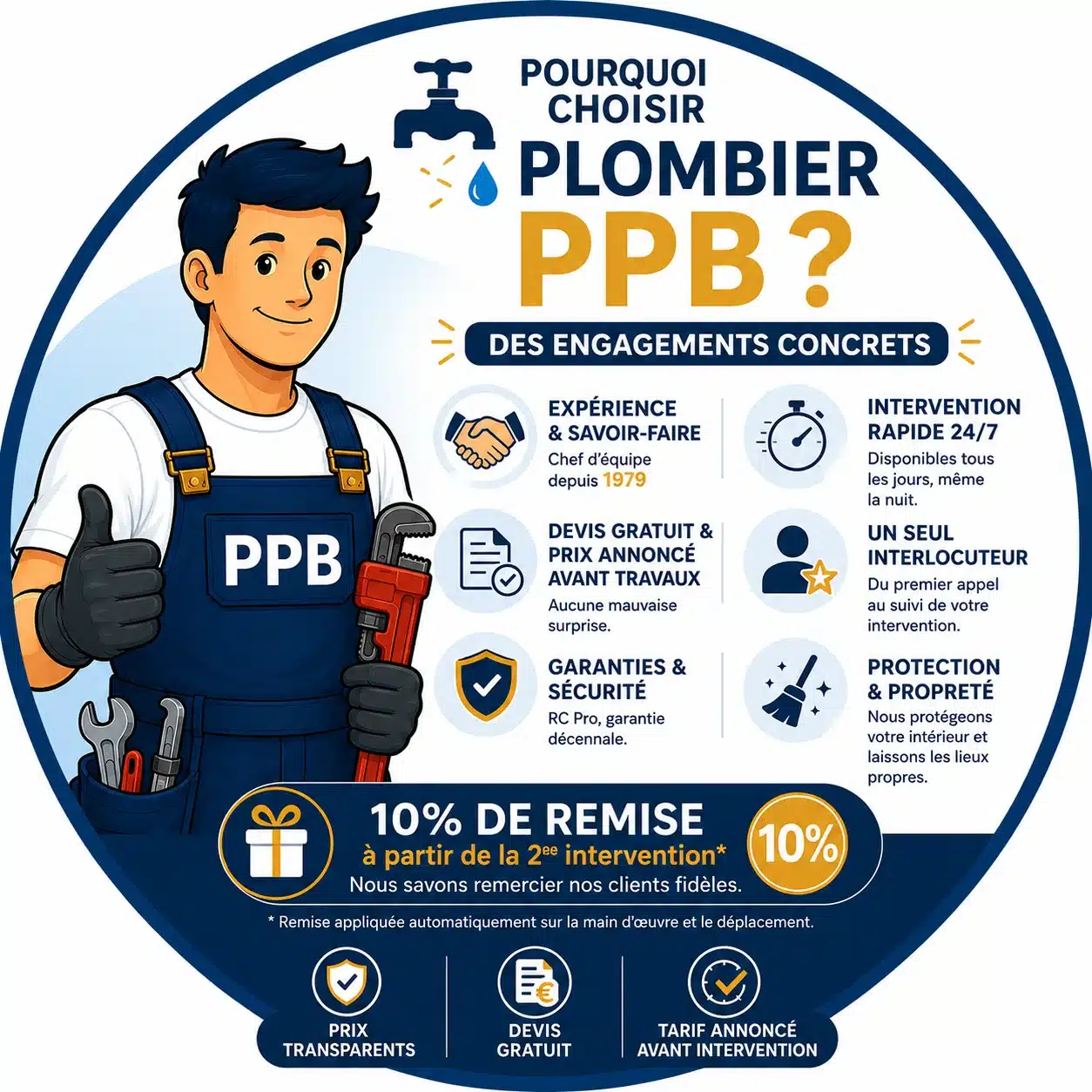 Plombier professionnel PPB en intervention de dépannage à Paris et en banlieue