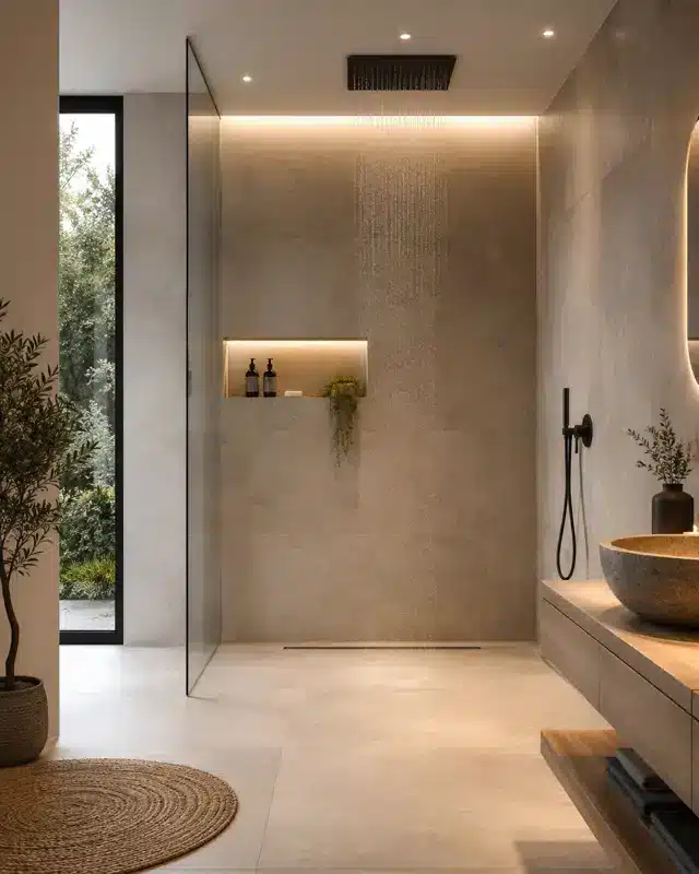 Paroi de douche vitrée transparente